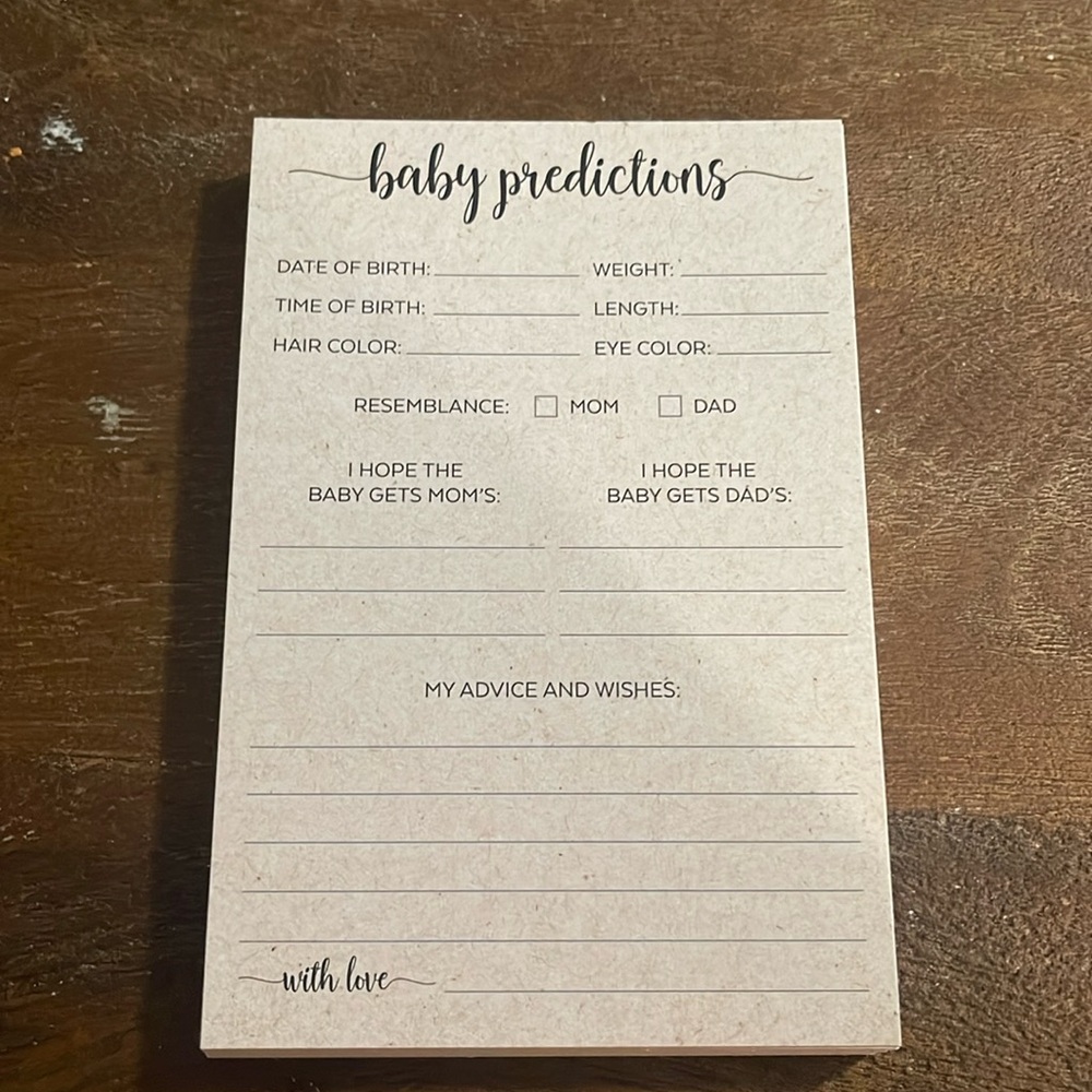 Baby Predictions Baby Shower Game